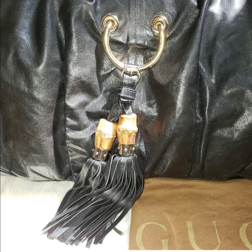 Gucci black lambskin tassel leather hobo - Picture 4 of 7